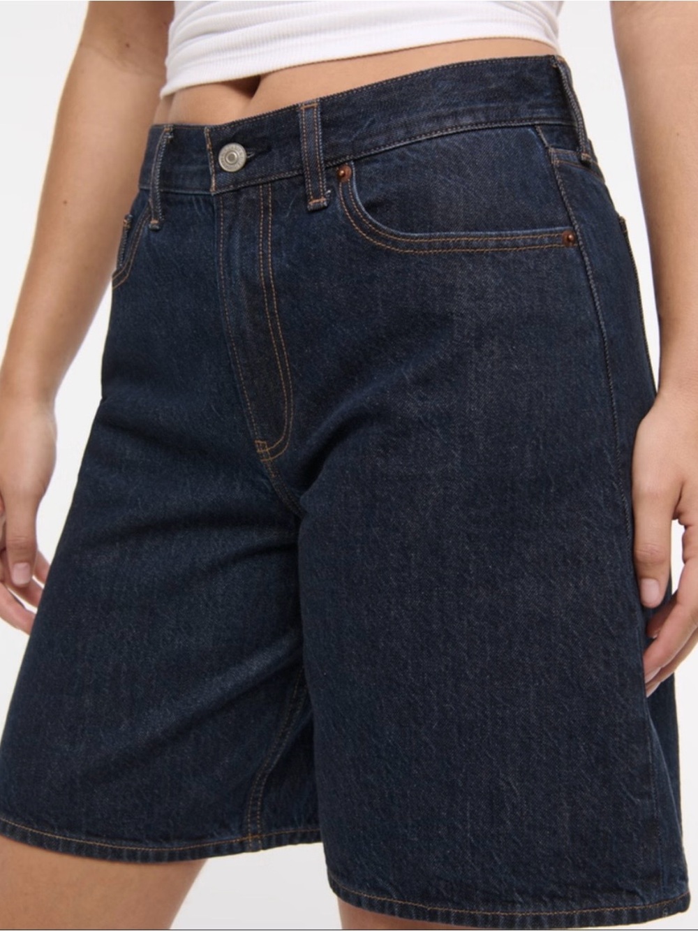 Abercrombie & Fitch Indigo Denim Boyfriend Bermuda Shorts